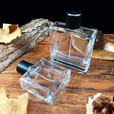 Empty 50ml Travel Perfume Spray Bottle Clear Refillable Flat Luxury Square Cosmetic